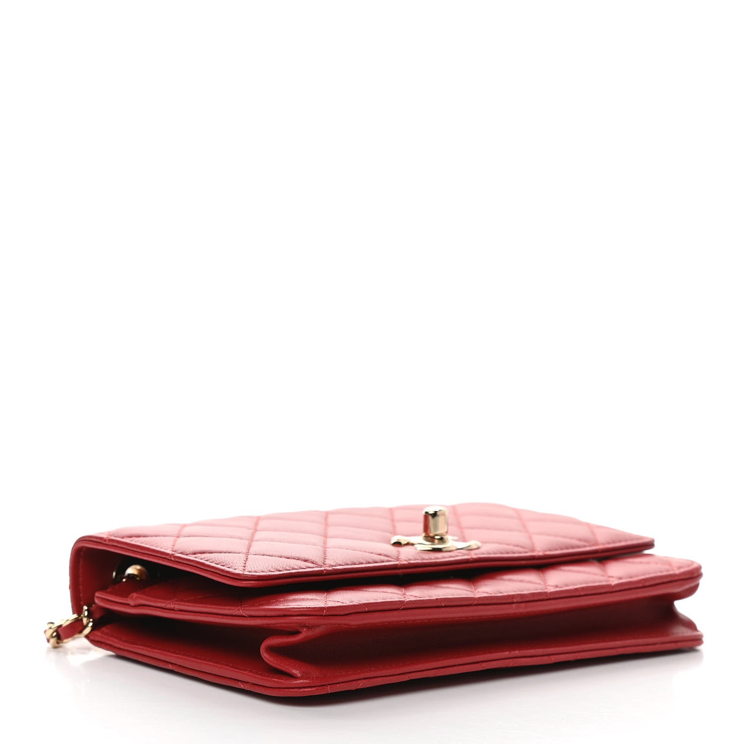 Chanel Lambskin Quilted Trendy CC Wallet On Chain WOC Red 4 of 12