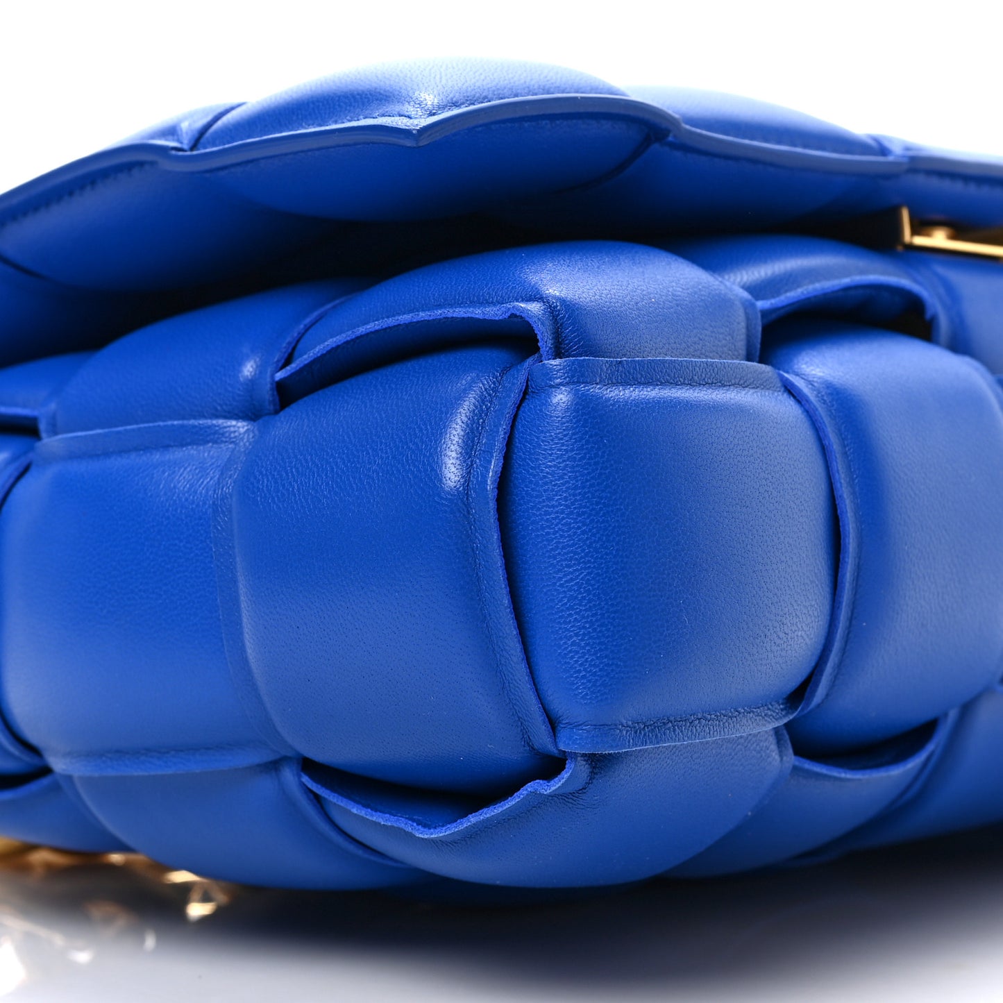 Lambskin Maxi Intreccio Padded Chain Cassette Crossbody Bag Cobalt