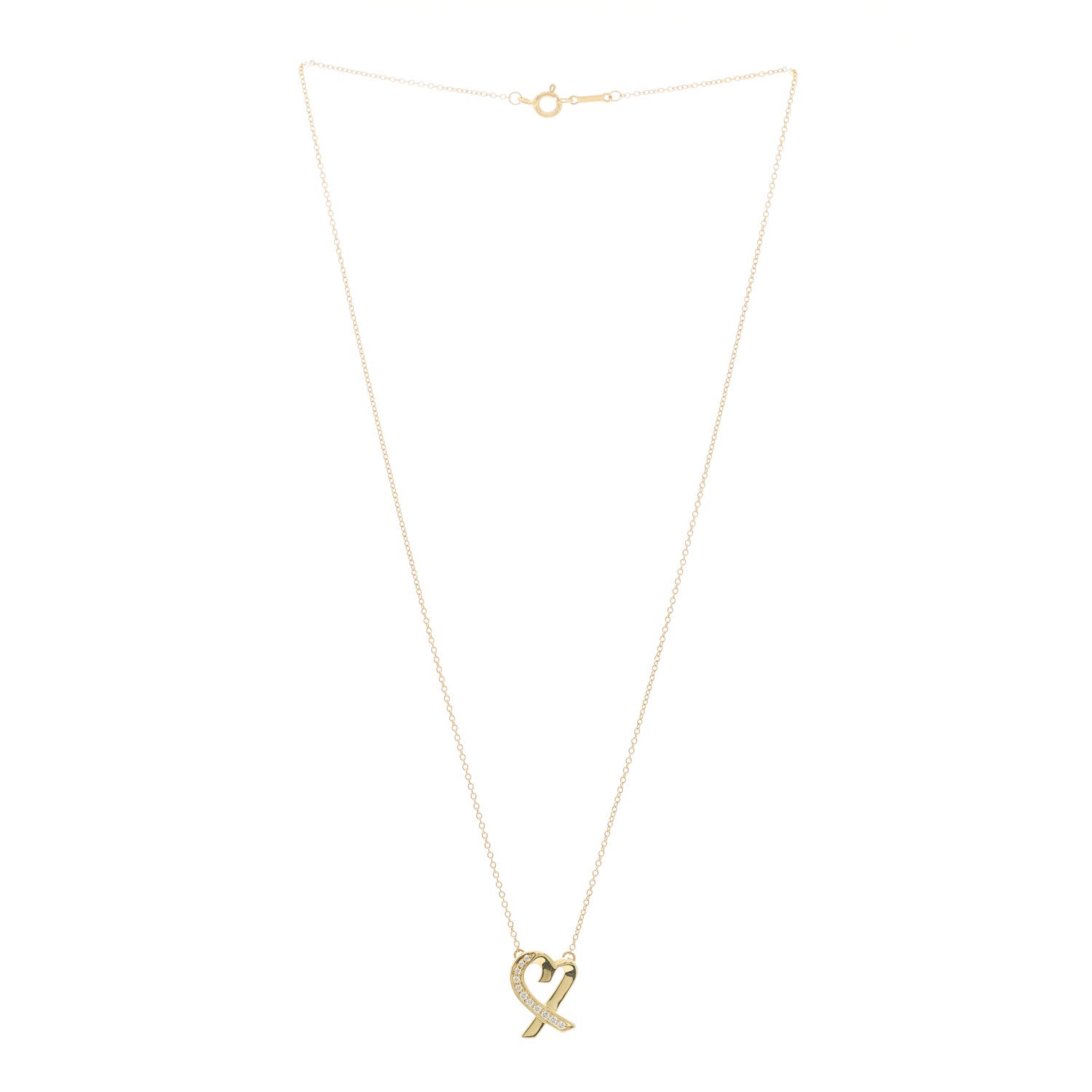 Tiffany 18K Yellow Gold Diamond Small Paloma Picasso Loving Heart Pendant Necklace 3 of 8