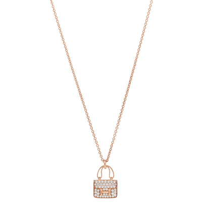 Hermes 18K Rose Gold Diamond Constance Amulettes Pendant Necklace 1 of 5