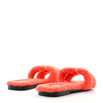Hermes Woolskin Oran Sandals 41 Orange 4 of 8