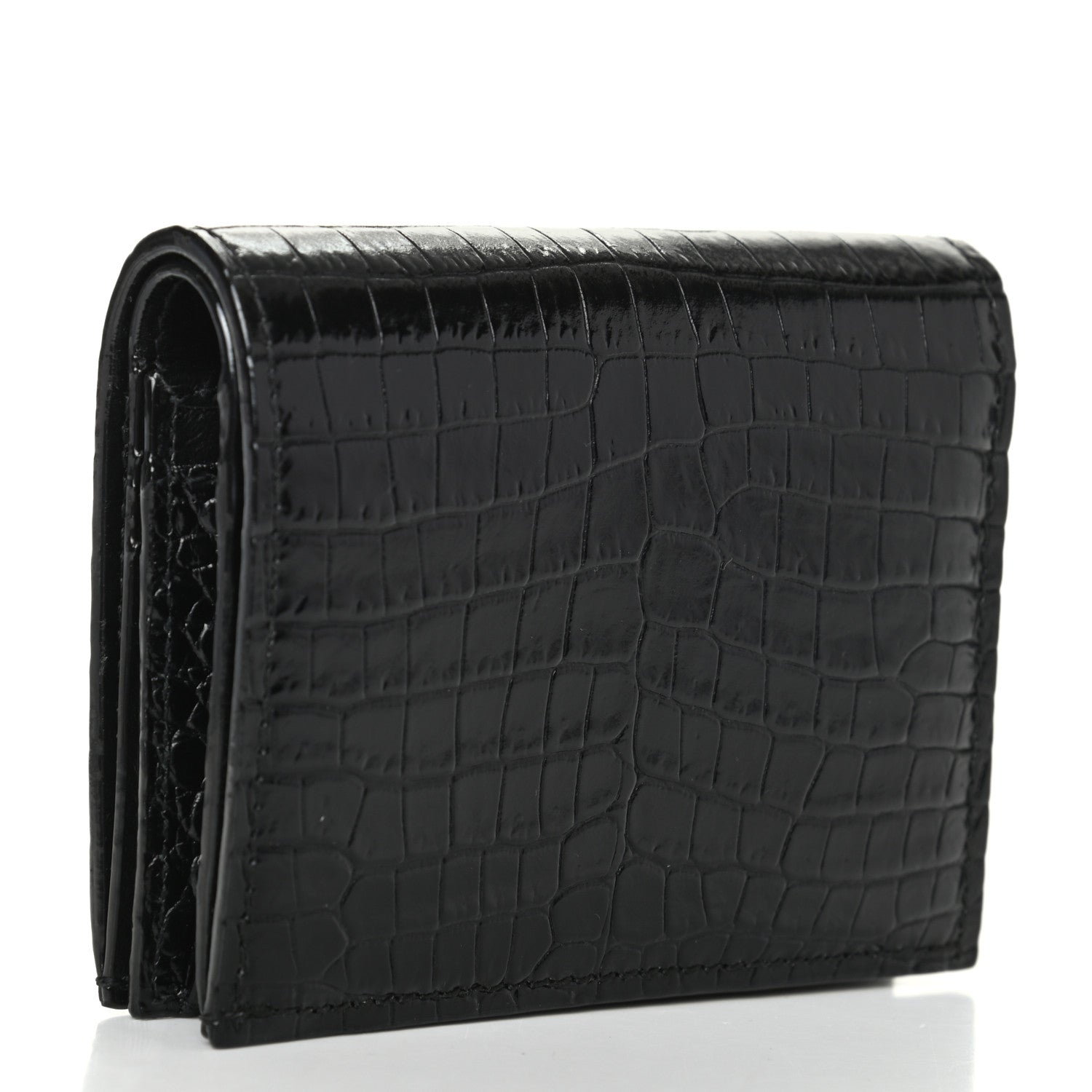 Jimmy Choo Calfskin Crocodile Embossed Hanne Wallet Black 3 of 6