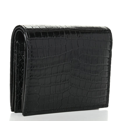 Jimmy Choo Calfskin Crocodile Embossed Hanne Wallet Black 3 of 6