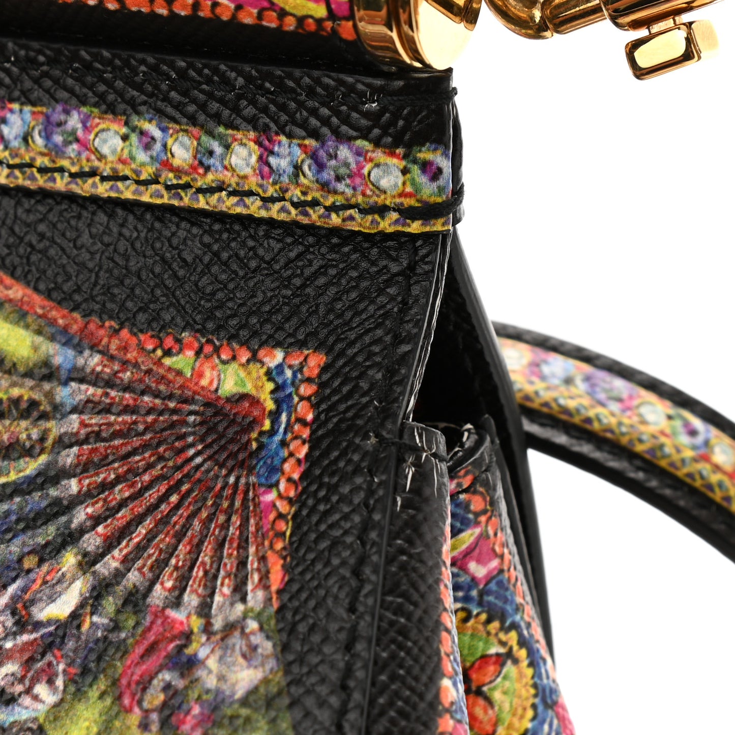 Dauphine Fan Foulard Medium Miss Sicily Satchel Black Multicolor