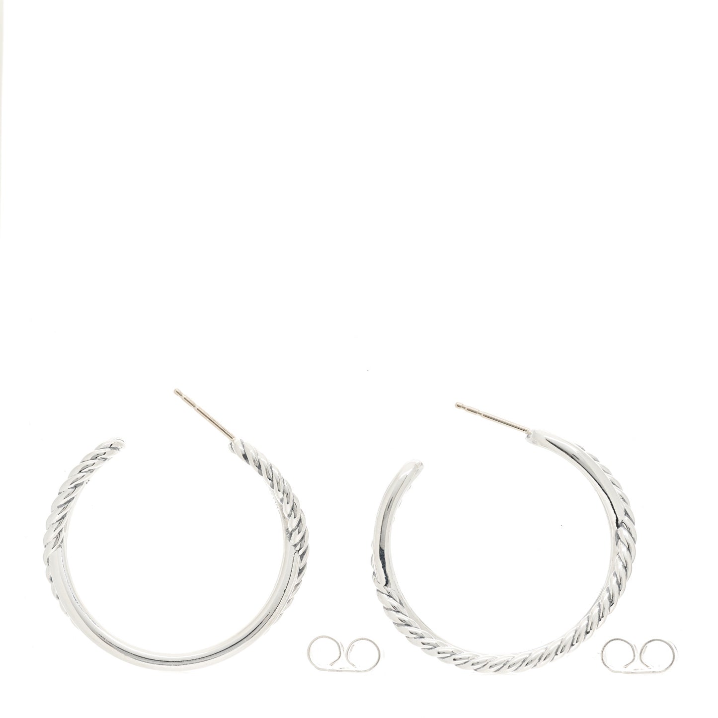 Sterling Silver Crossover Cable Hoop Earrings