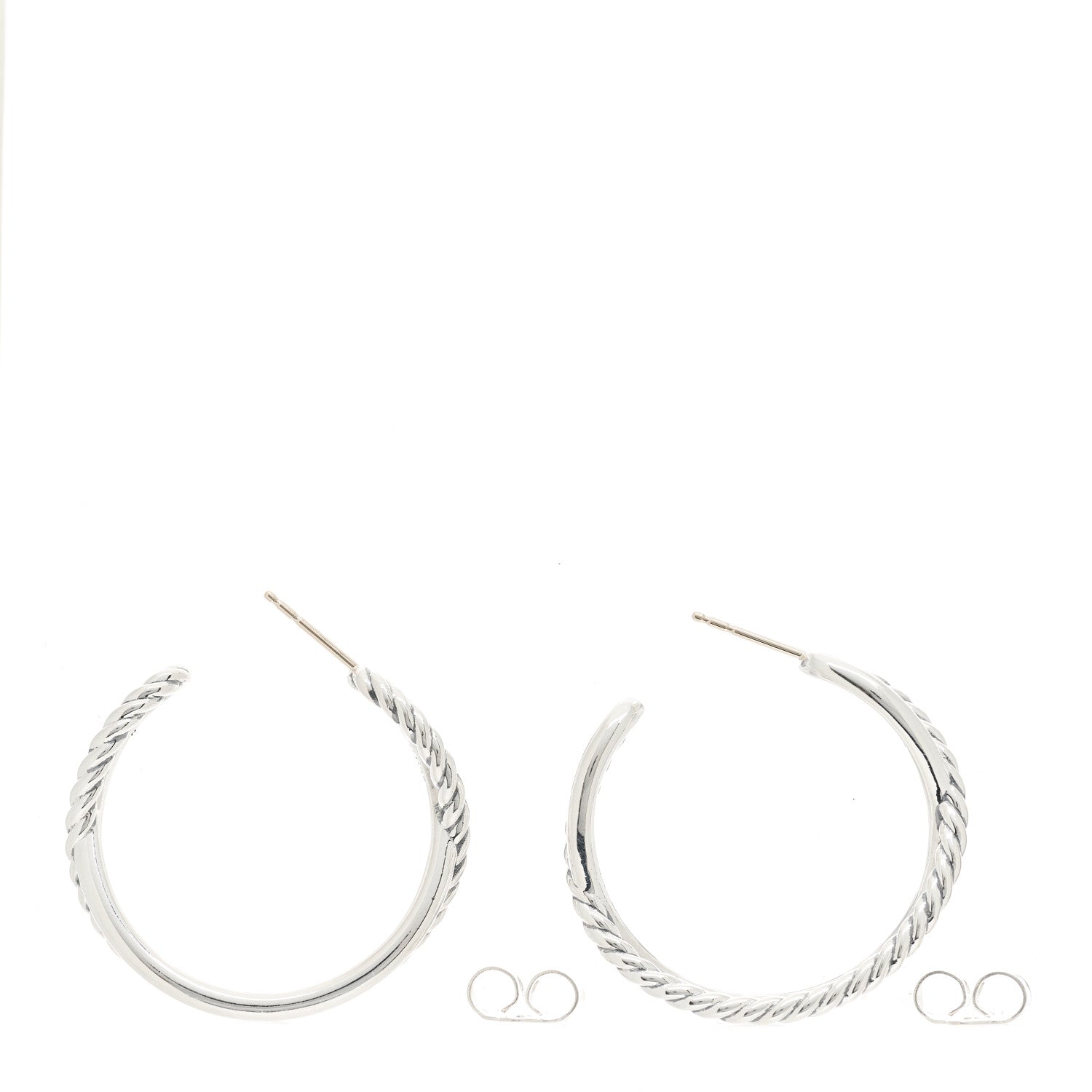 David Yurman Sterling Silver Crossover Cable Hoop Earrings 3 of 5