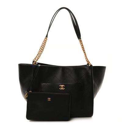 Chanel Caviar Stitched Pocket CC Large Tote Black 3 of 11