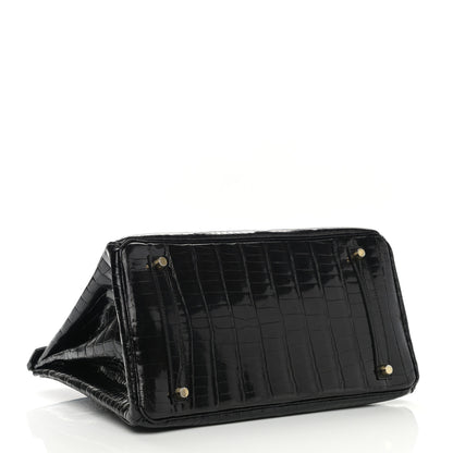 Hermes Shiny Porosus Crocodile Birkin 35 Black 4 of 12