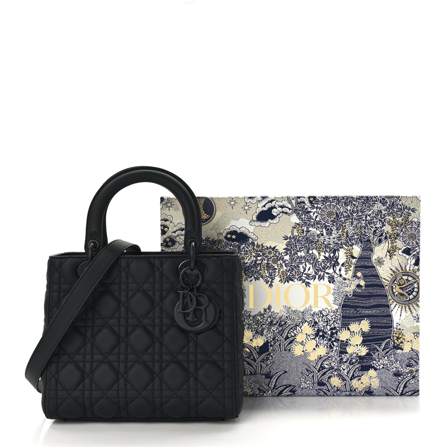 Ultra Matte Calfskin Cannage Medium Lady Dior Black