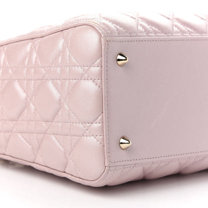 Christian Dior Pearly Lambskin Cannage Medium Lady Dior Lotus 8 of 10