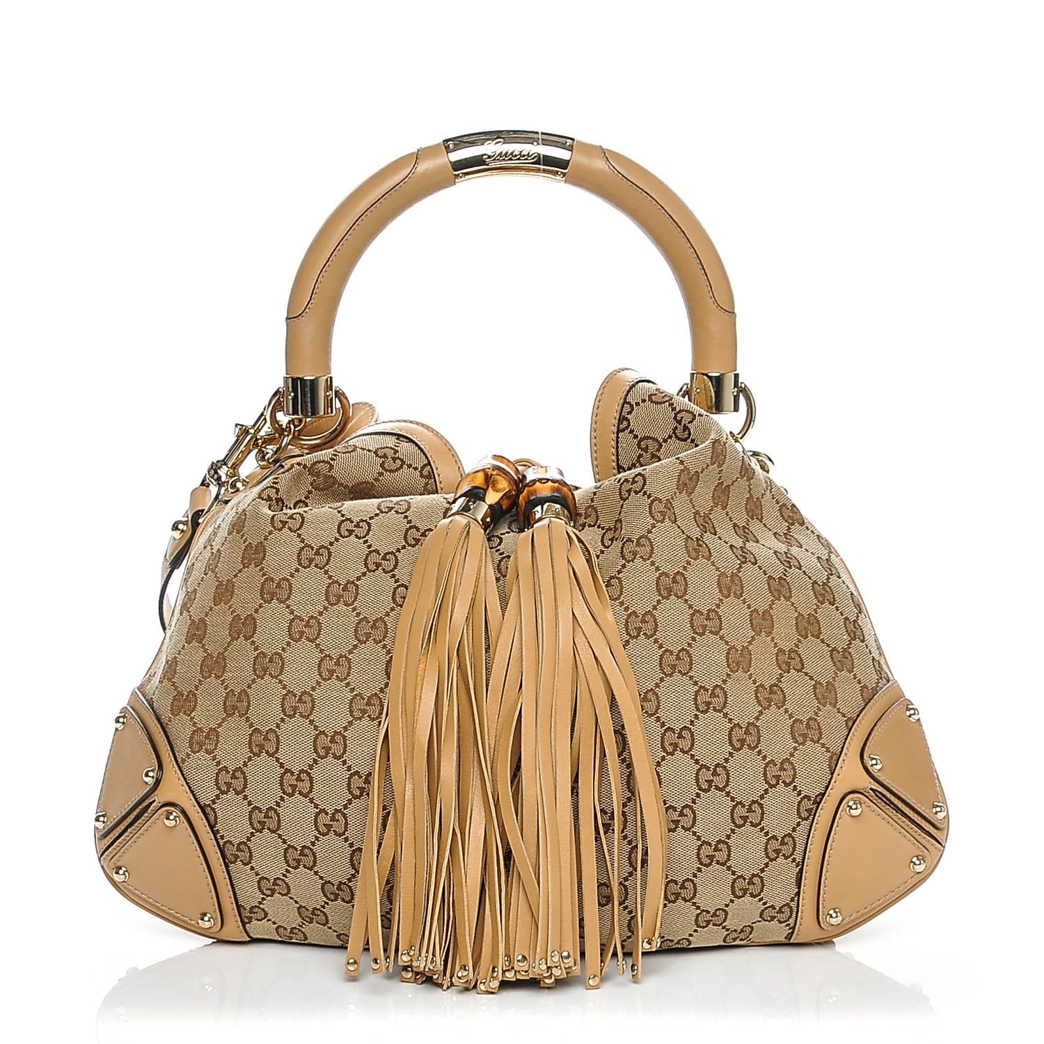 Gucci Monogram Medium Indy Top Handle Hobo Light Brown 1 of 6