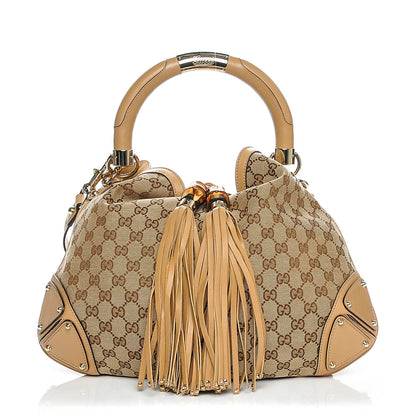 Gucci Monogram Medium Indy Top Handle Hobo Light Brown 1 of 6