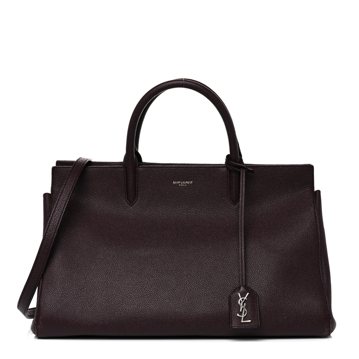 Grained Calfskin Medium Cabas Rive Gauche Amaranto