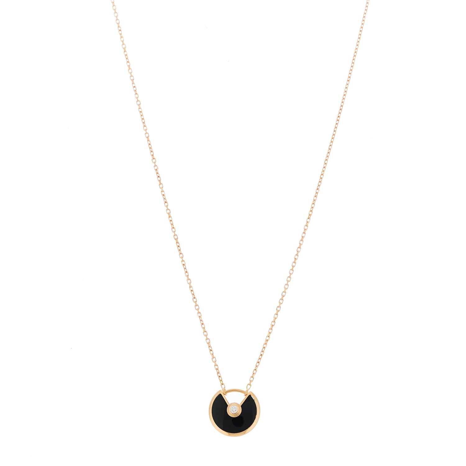 Cartier 18K Pink Gold Diamond Black Onyx XS Amulette de Cartier Pendant Necklace 1 of 6