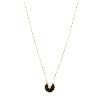 Cartier 18K Pink Gold Diamond Black Onyx XS Amulette de Cartier Pendant Necklace 1 of 6