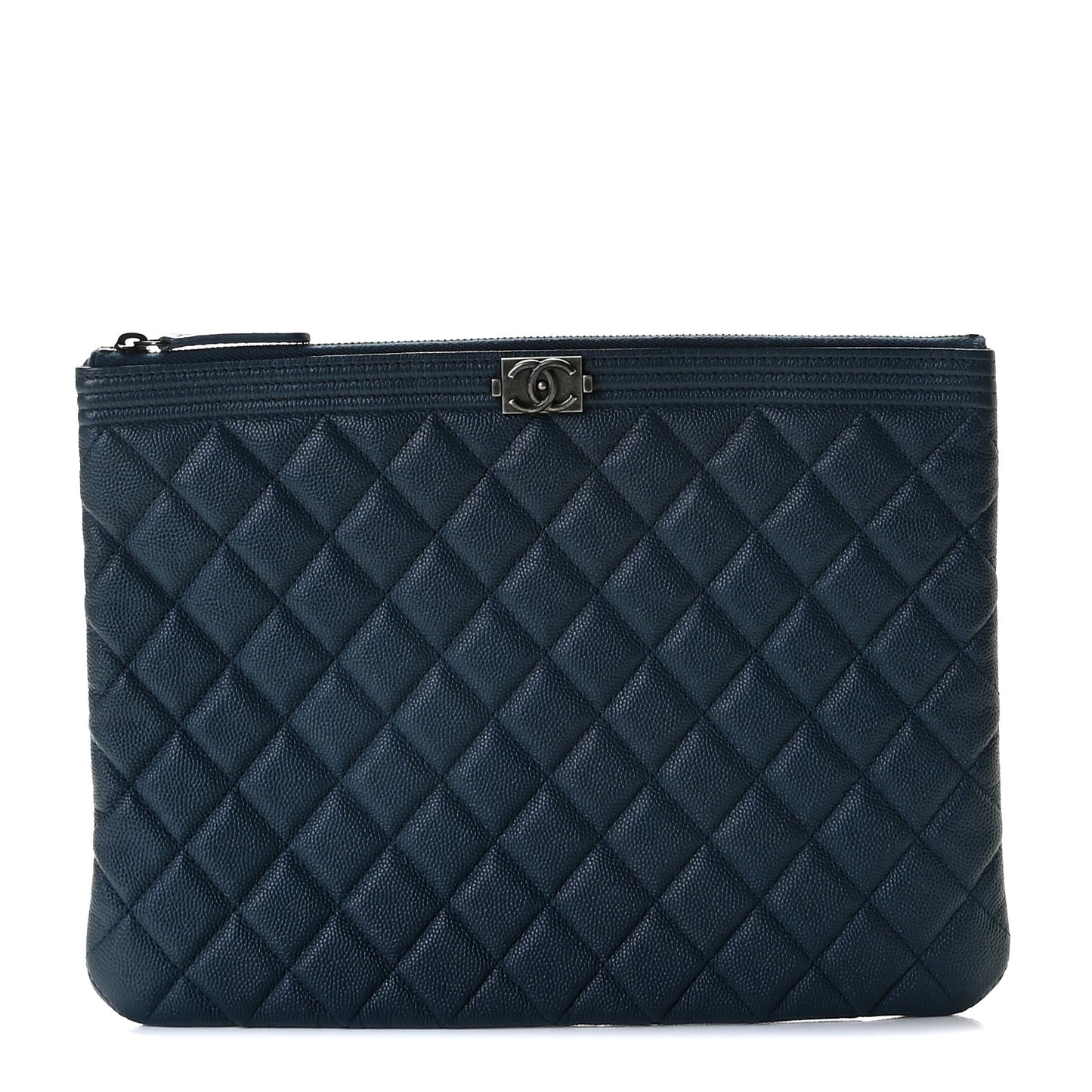Caviar Quilted Medium Boy Cosmetic Case Navy