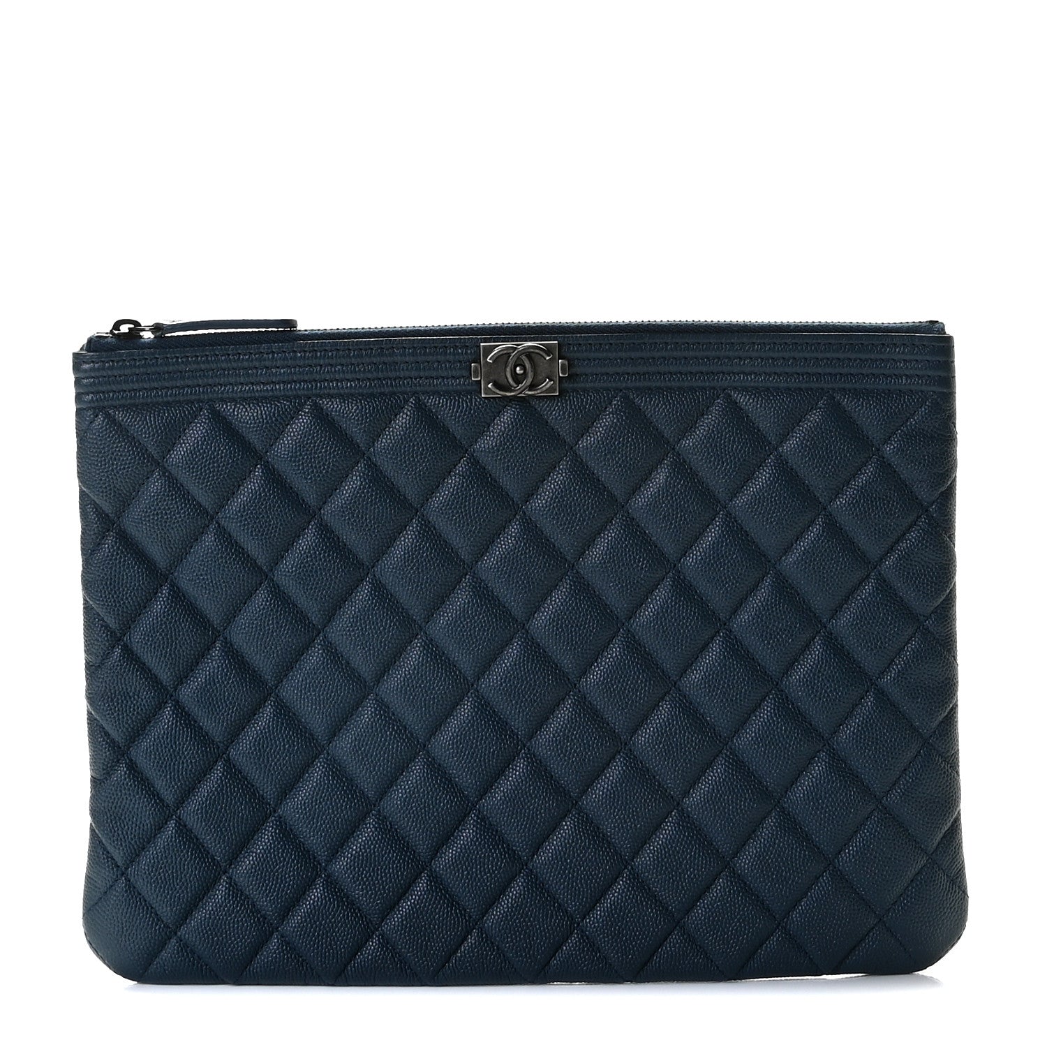 Chanel Caviar Quilted Medium Boy Cosmetic Case Navy 1 of 7