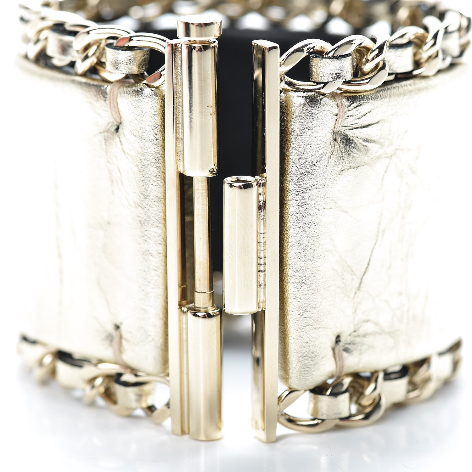 Chanel Metallic Aged Calfskin Chain CC Cuff Gold 4 of 6