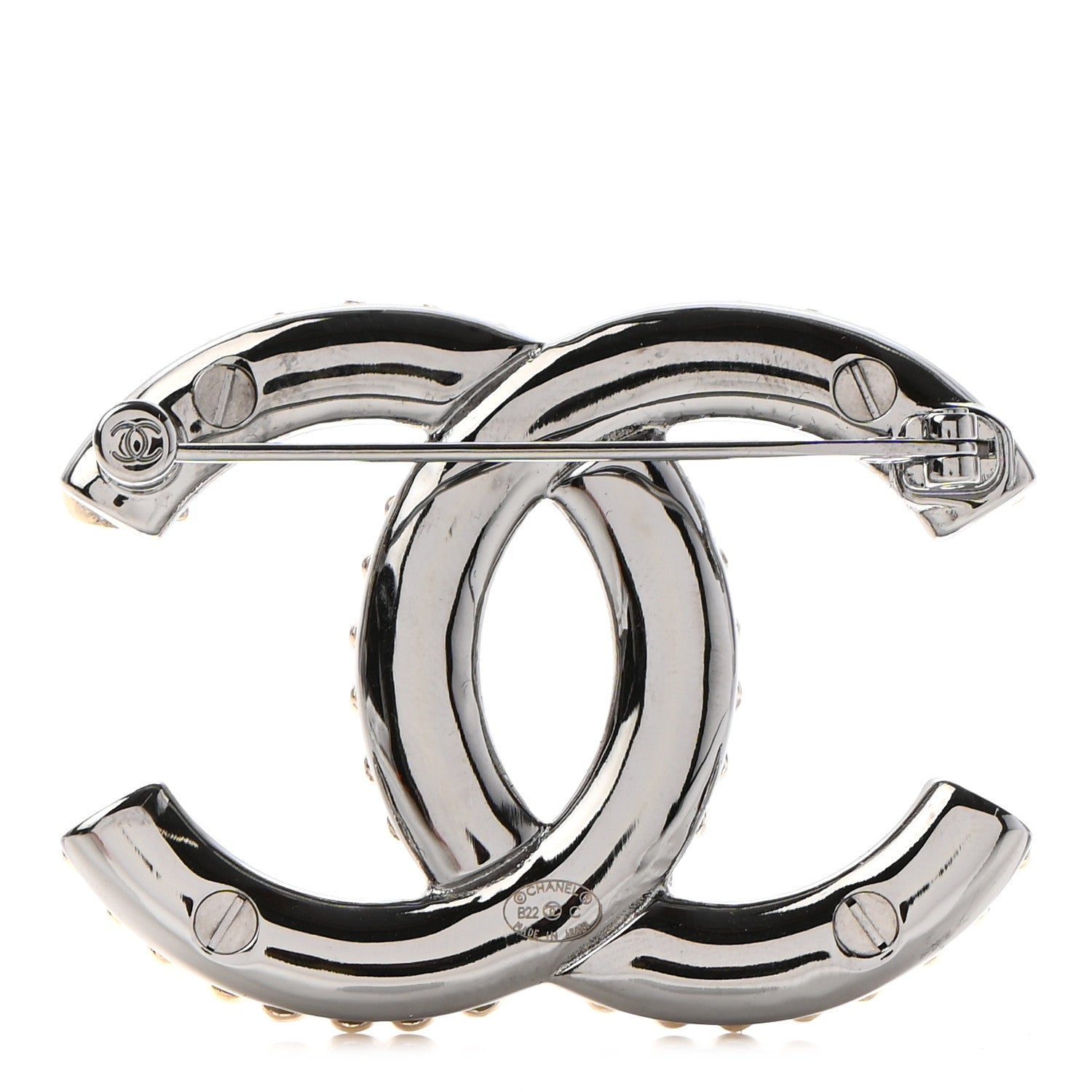 Chanel Metal CC Heart Brooch Gold Silver 3 of 5