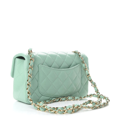 Chanel Lambskin Quilted Mini Rectangular Flap Light Green 3 of 9