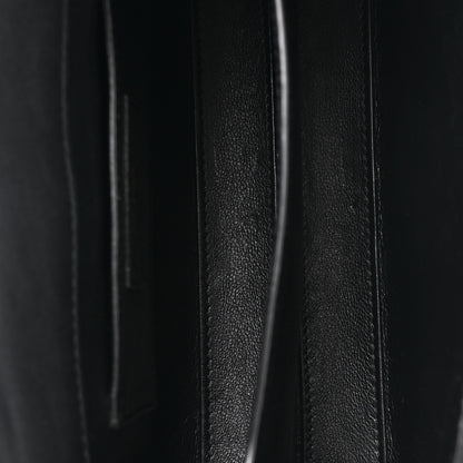 Saint Laurent Raffia Calfskin Mini Classic Monogram Cassandra Top Handle Black Natural 4 of 9