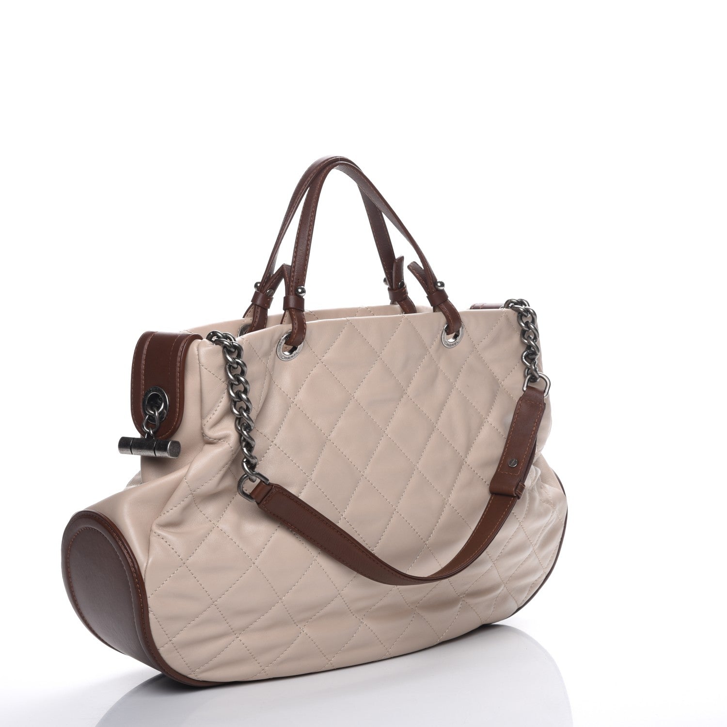 Chanel Calfskin Country Chic Hobo Ecru Brown 4 of 8