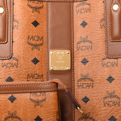 MCM Visetos Large Liz Reversible Shopper Tote Cognac 9 of 10