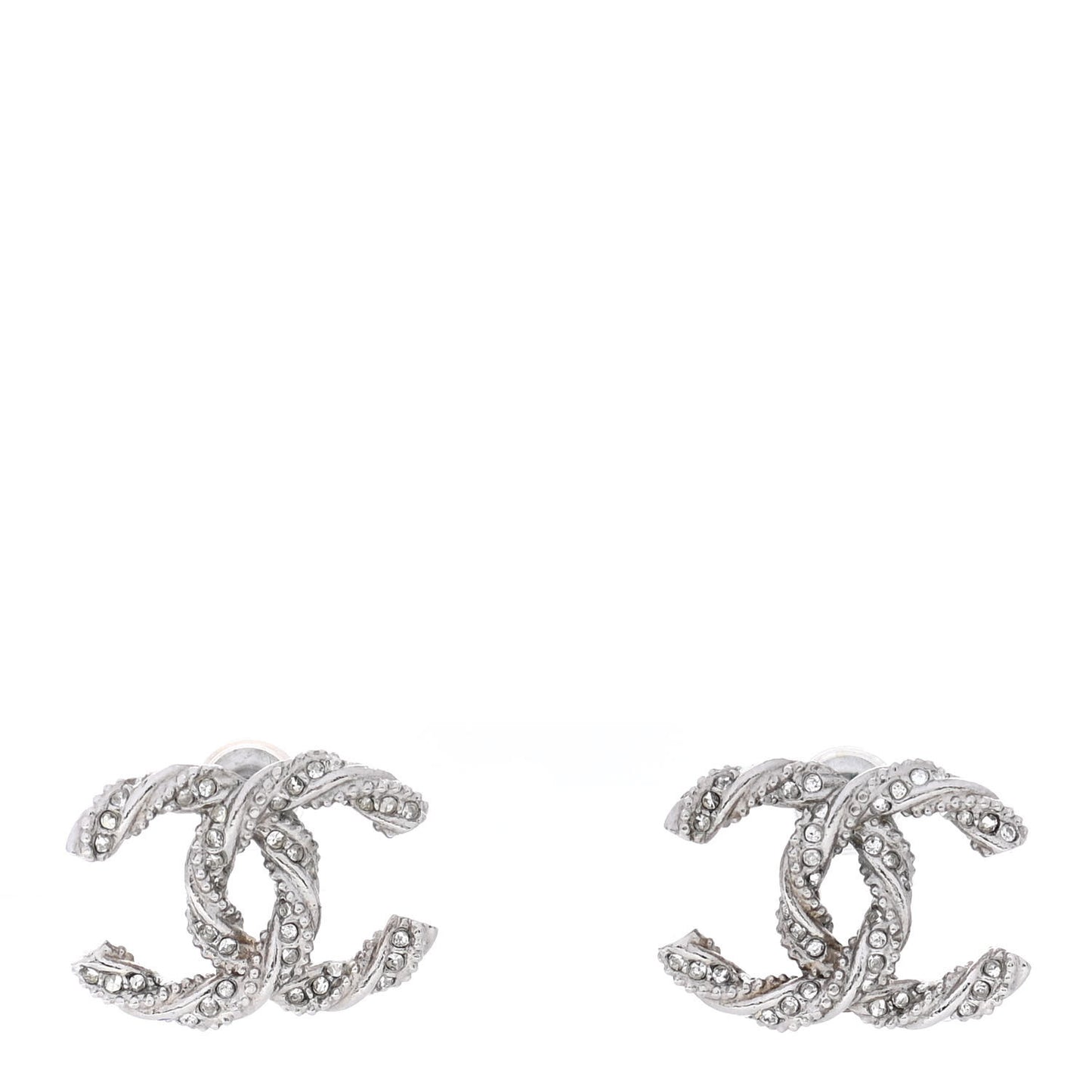 Crystal CC Twisted Earrings Silver