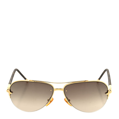 Louis Vuitton Monogram Petite Viola Pilote Aviator Sunglasses Z0571U Brown 2 of 8