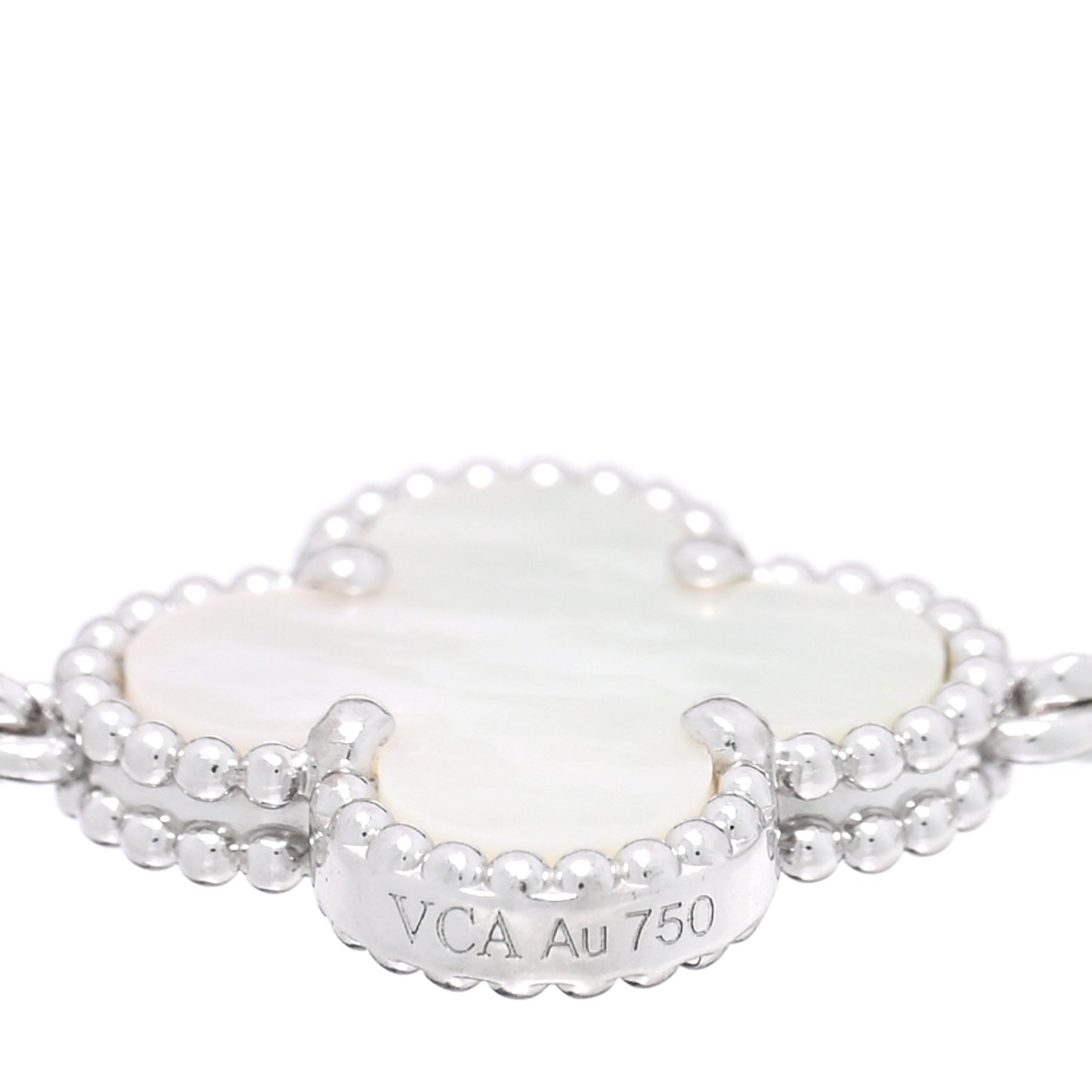 18K White Gold Mother of Pearl 5 Motifs Vintage Alhambra Bracelet