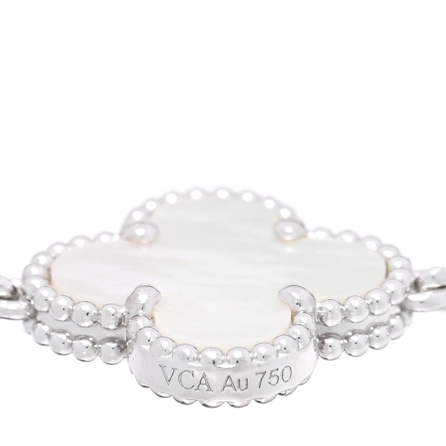 Van Cleef & Arpels 18K White Gold Mother of Pearl 5 Motifs Vintage Alhambra Bracelet 3 of 4