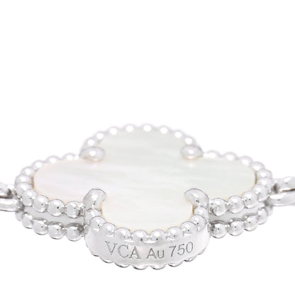 Van Cleef & Arpels 18K White Gold Mother of Pearl 5 Motifs Vintage Alhambra Bracelet 3 of 4