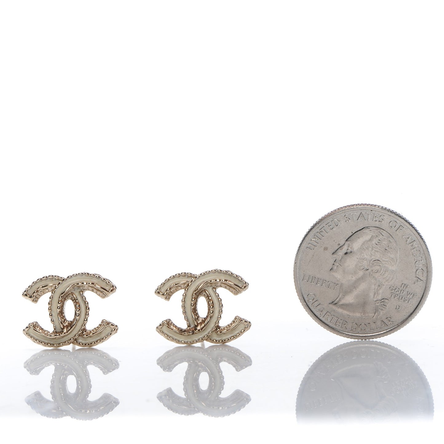 Enamel CC Earrings White Gold