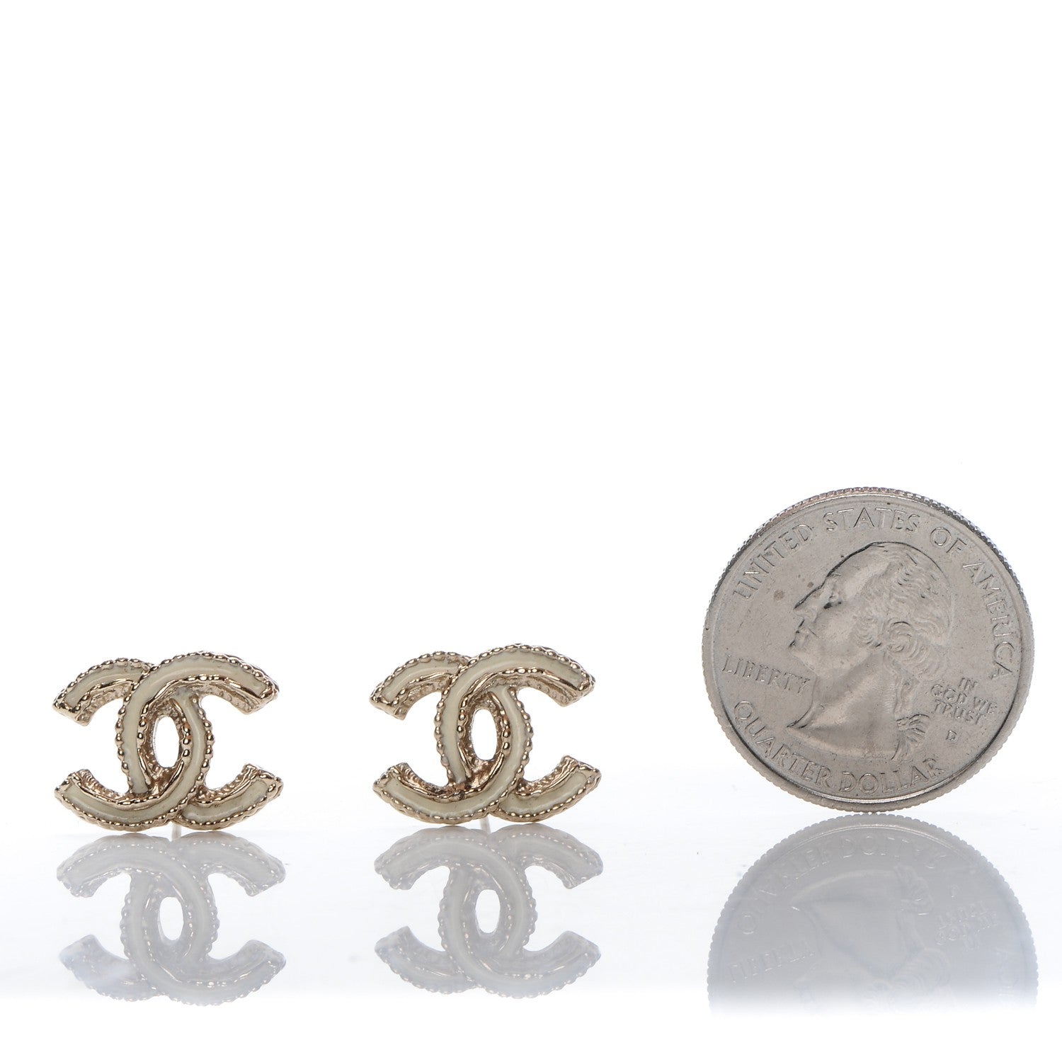 Chanel Enamel CC Earrings White Gold 2 of 4