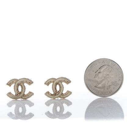 Chanel Enamel CC Earrings White Gold 2 of 4