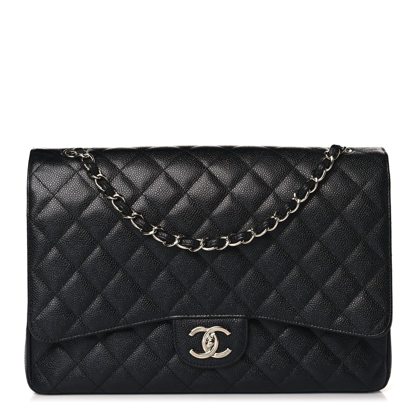 Caviar Quilted Maxi Double Flap Black