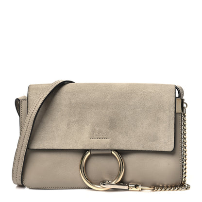 Chloe Suede Calfskin Small Faye Shoulder Bag Motty Grey 1 of 10