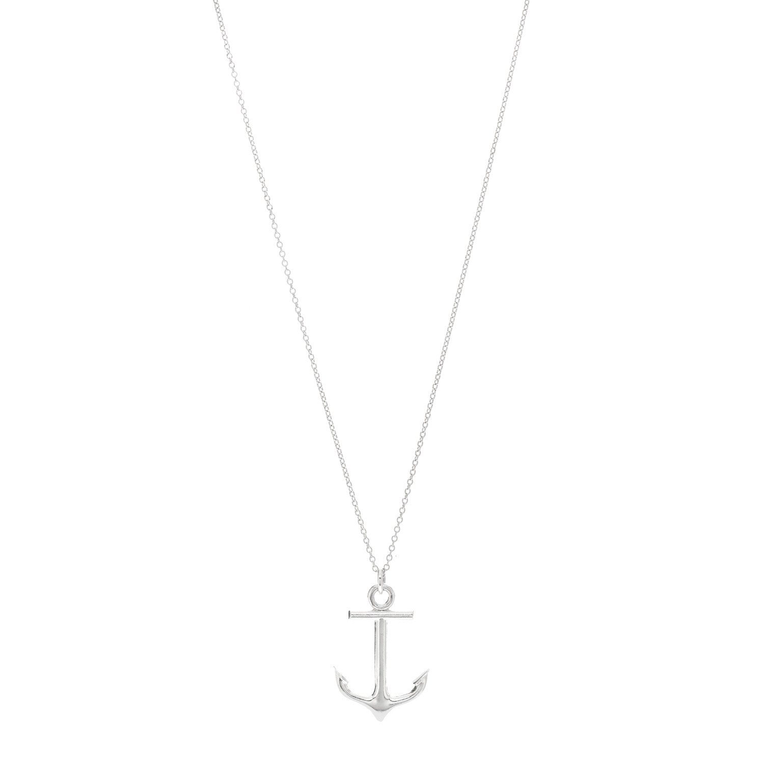 Tiffany Sterling Silver Anchor Pendant Necklace 1 of 5