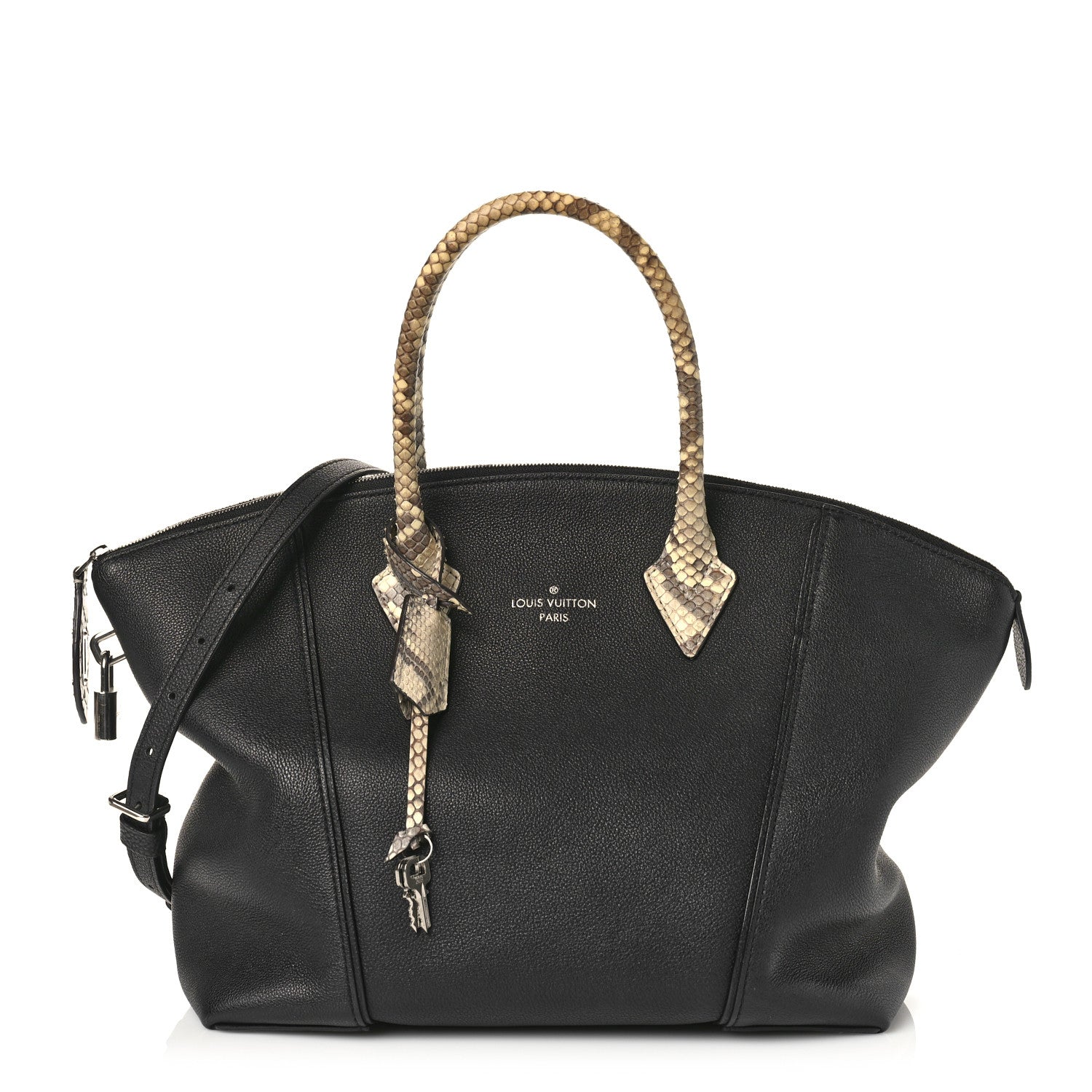 Louis Vuitton Veau Cachemire Snakeskin Soft Lockit MM Black 1 of 9