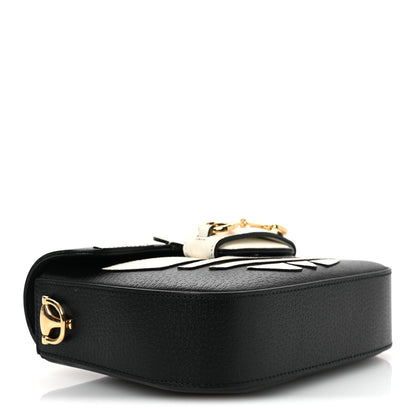 Gucci X ADIDAS Textured Dollar Calfskin Web Trefoil Mini Horsebit 1955 Shoulder Bag Black Off White 4 of 11