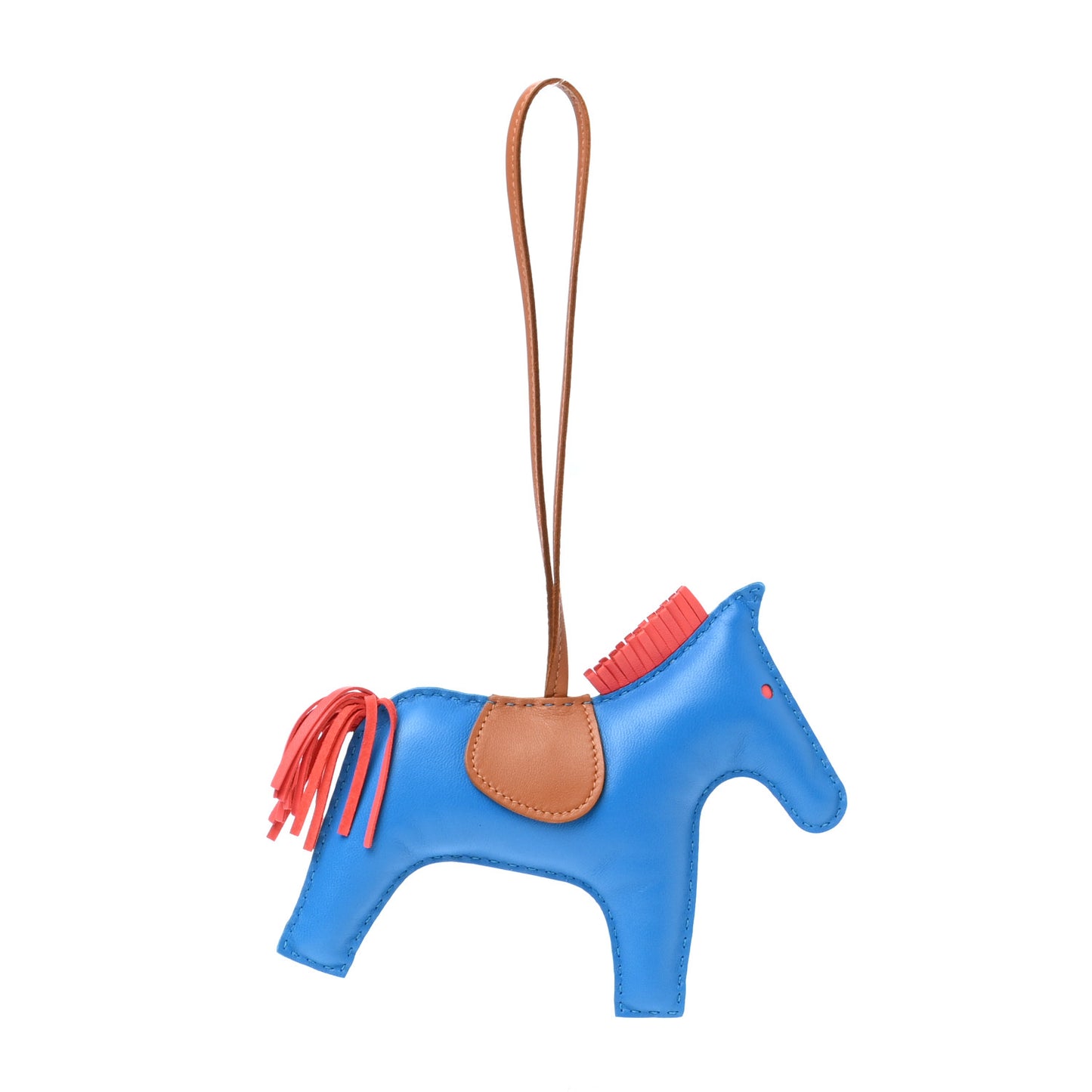 Milo Lambskin Grigri Rodeo Horse Bag Charm GM Bleu Zanzibar Rose Texas Gold