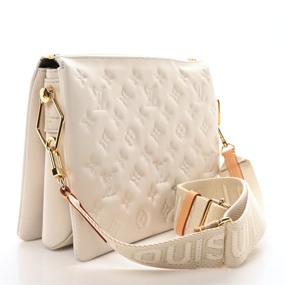 Louis Vuitton Lambskin Embossed Monogram Coussin PM Cream 3 of 10