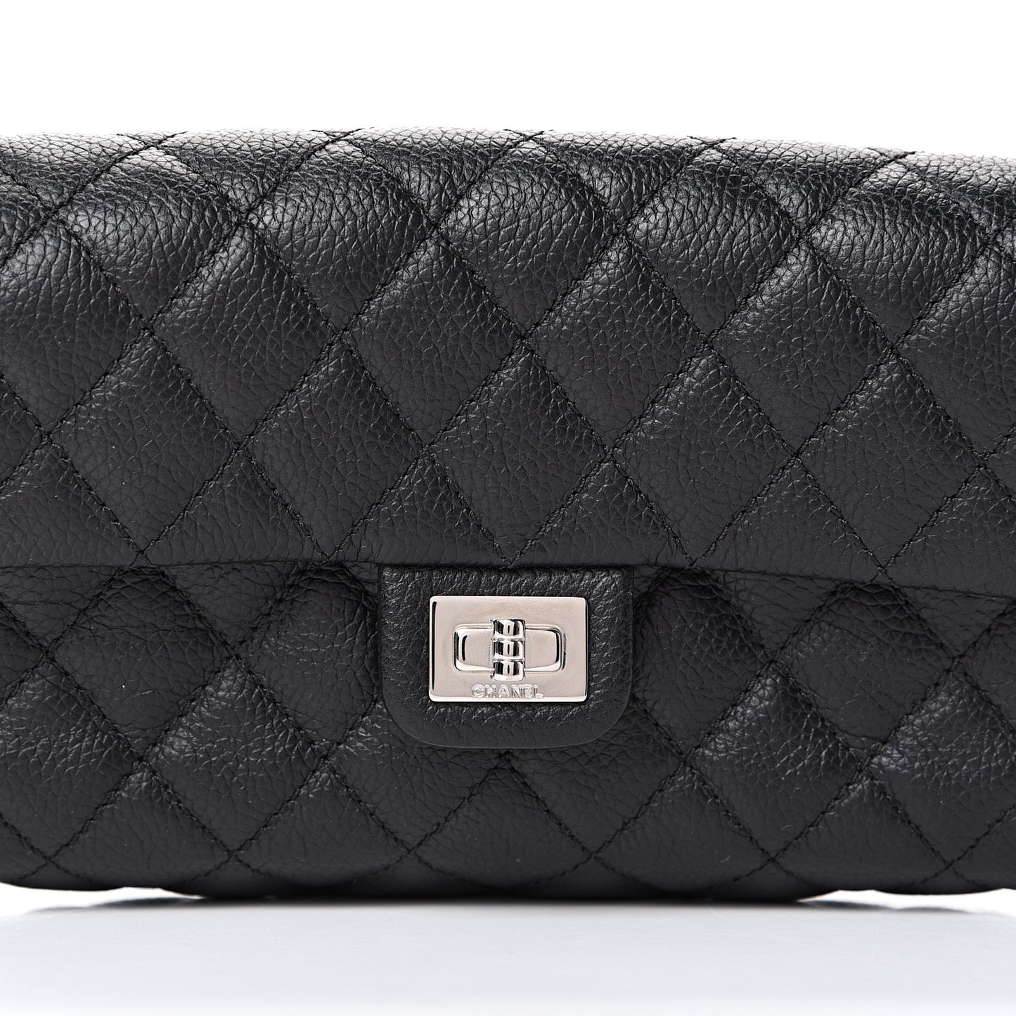 Grained Calfskin Quilted 2.55 Reissue Flap Belt Bag Clutch Black