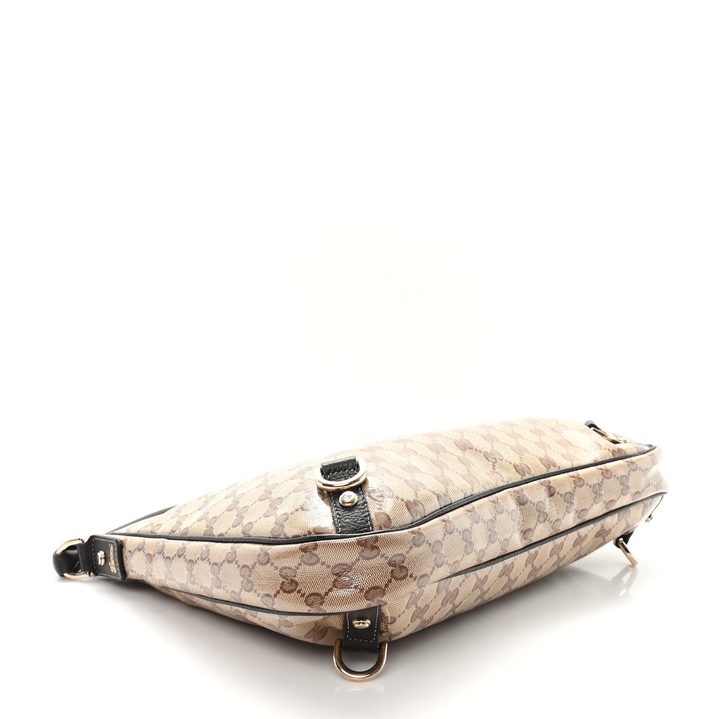 Crystal Monogram Large Abbey D Ring Hobo Dark Brown