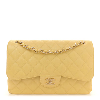 Chanel Iridescent Caviar Quilted Jumbo Double Flap Jaune Yellow 1 of 10