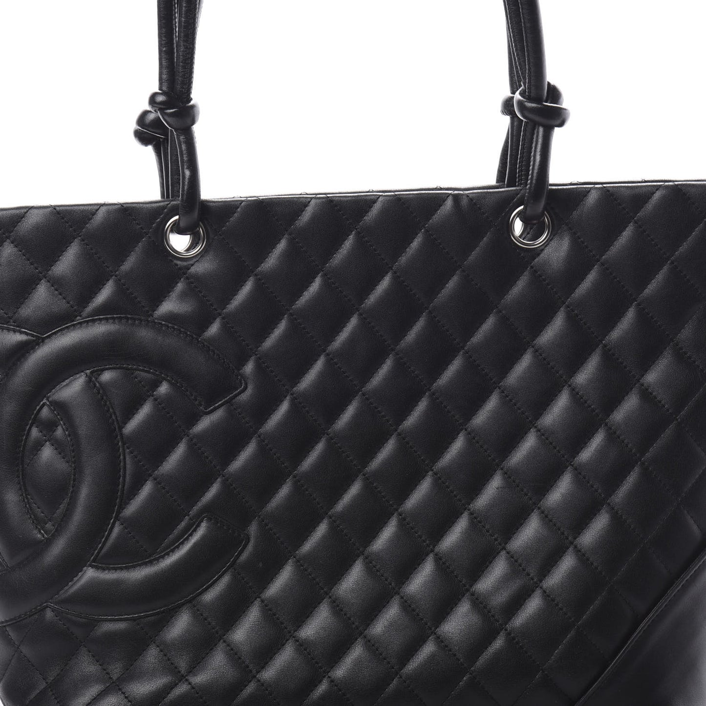 Calfskin Quilted Large Cambon Tote Black