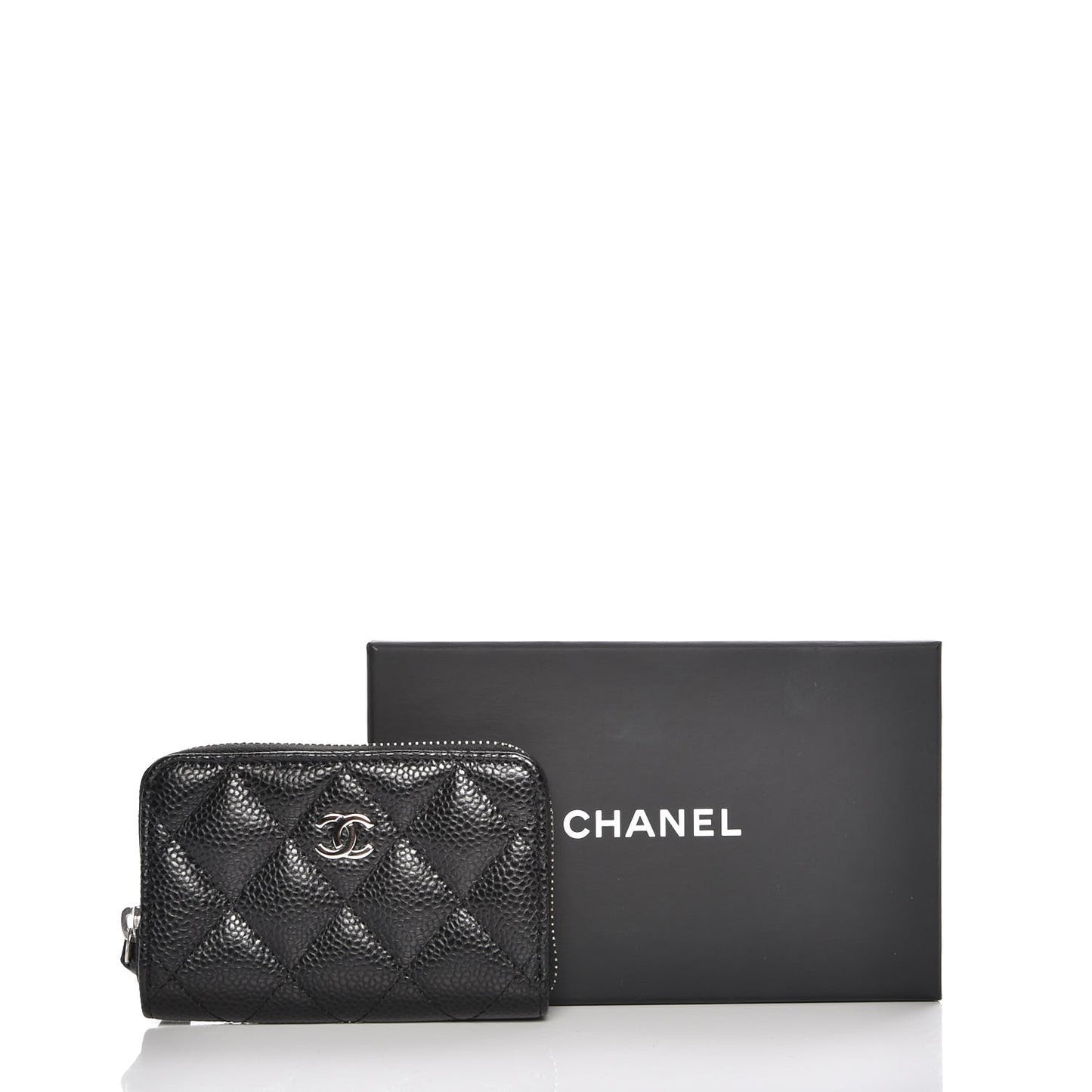 Caviar Quilted Zip Coin Purse Black
