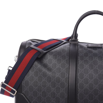 Gucci Soft GG Supreme Monogram Appia Calfskin Web Large Carry On Duffle Bag Black Grey 11 of 11