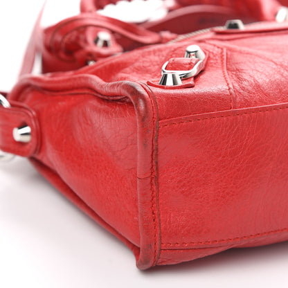 Balenciaga Agneau Classic Silver Hardware Mini City Logo Strap Rouge Cardinal Black 7 of 15