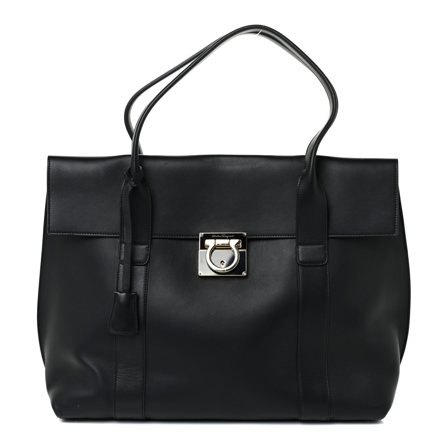 Salvatore Ferragamo Calfskin Large Sookie Satchel Black 1 of 17